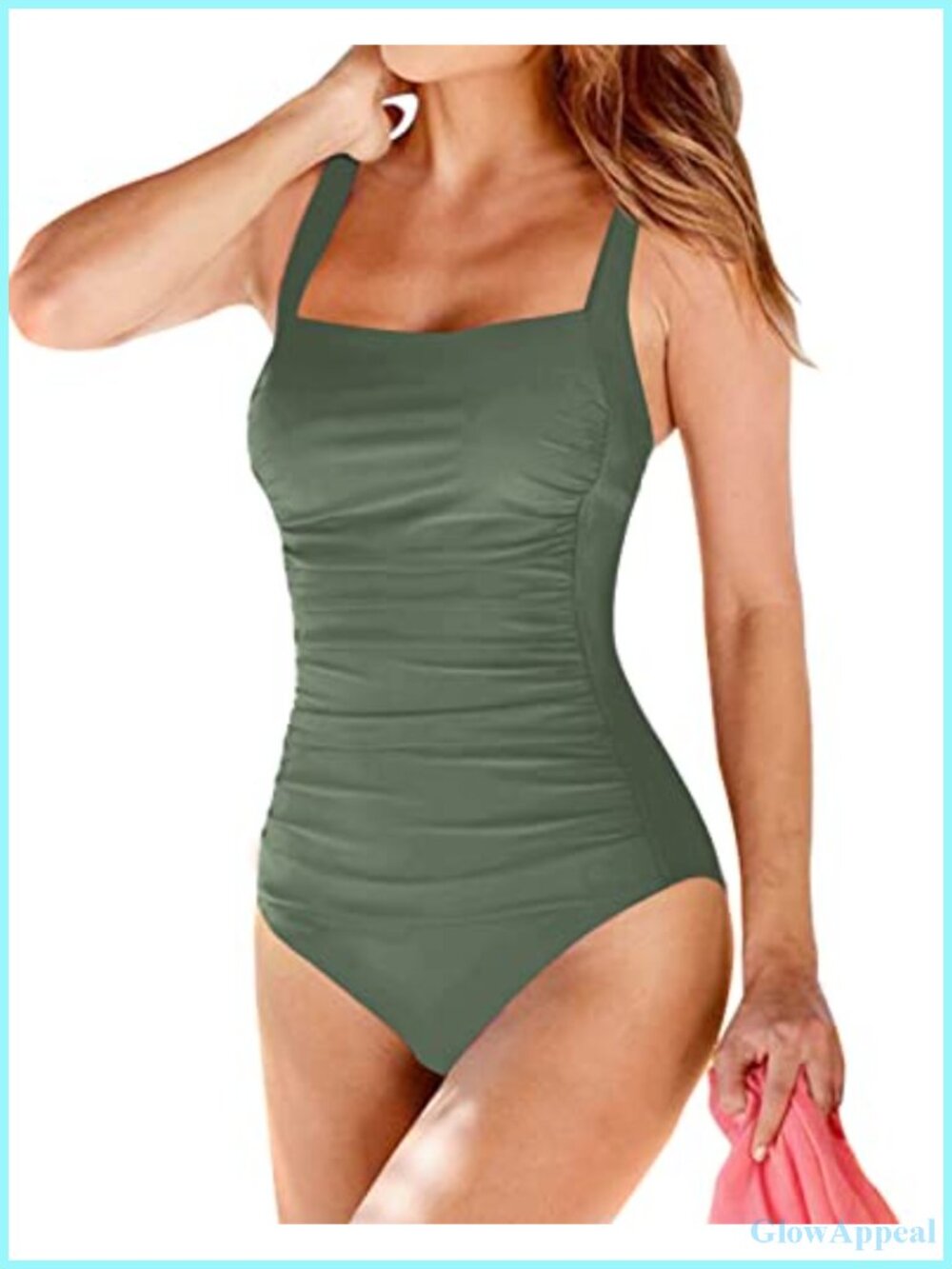 Vintage Padded Push Up One Piece Swimsuit Tummy Control Plus Size Bathing Suit